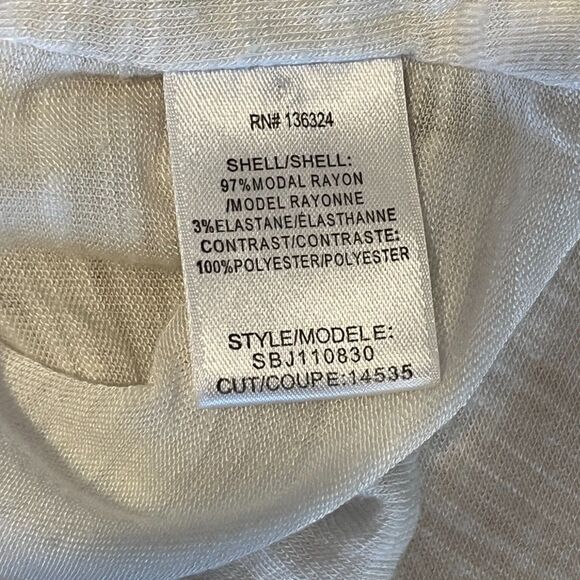 Halston Heritage White Knit Top Keyhole Modal Slub Cut Out Neckline XS - Picture 6 of 6